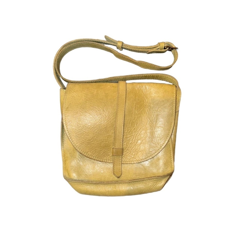 ABLE Tirhaus Green Tumbled Leather Crossbody Bag Flap Closure